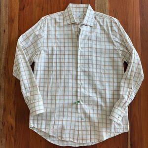 🦊 Banana Republic White and Brown Plaid Shirt